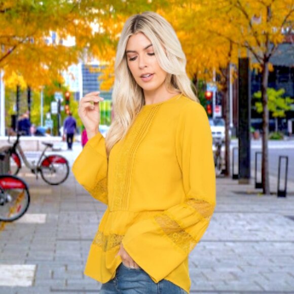 YELLOW Lace detailed Blouse - Picture 2 of 9